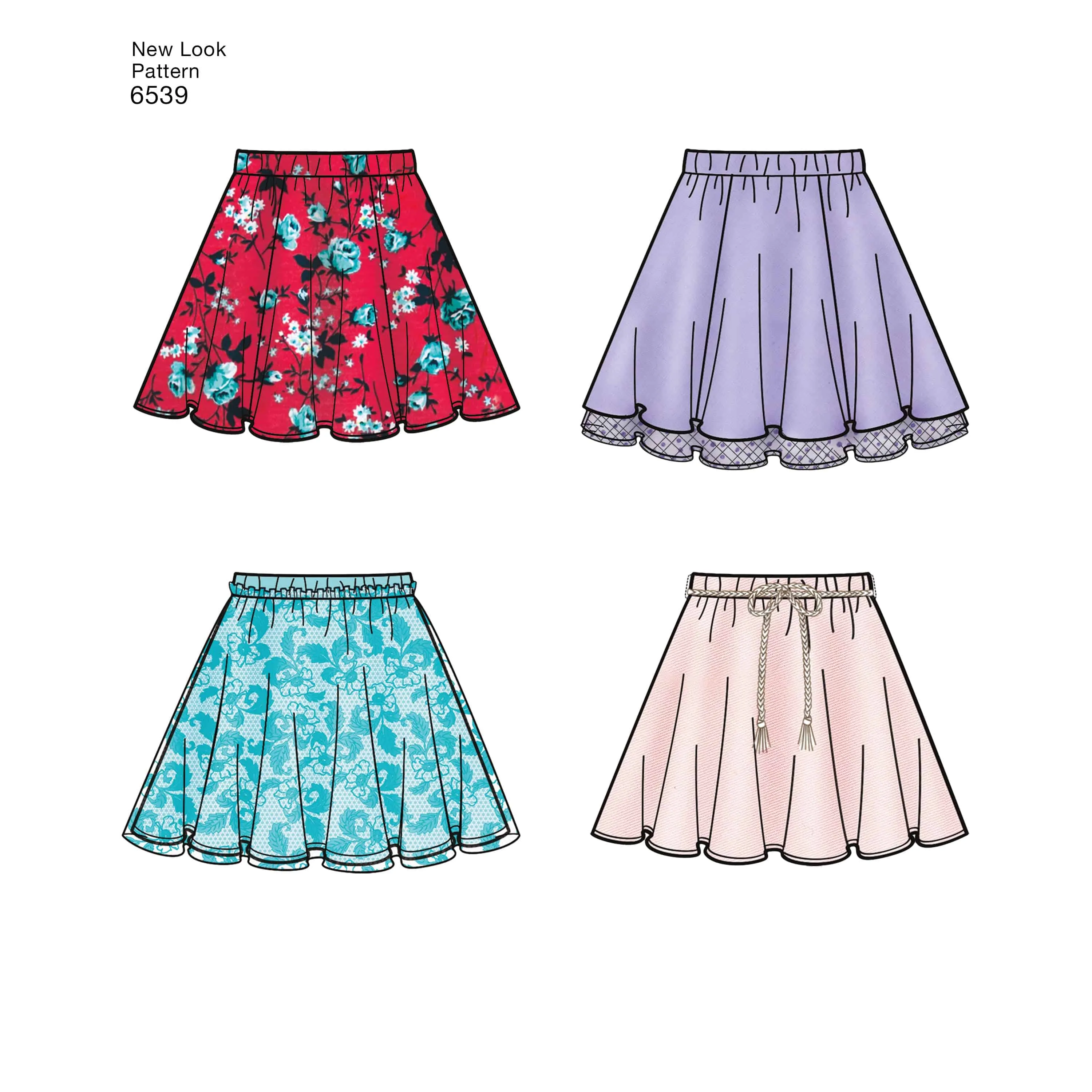 6539 New Look Pattern 6539 Tween Skirts with Ears Headband