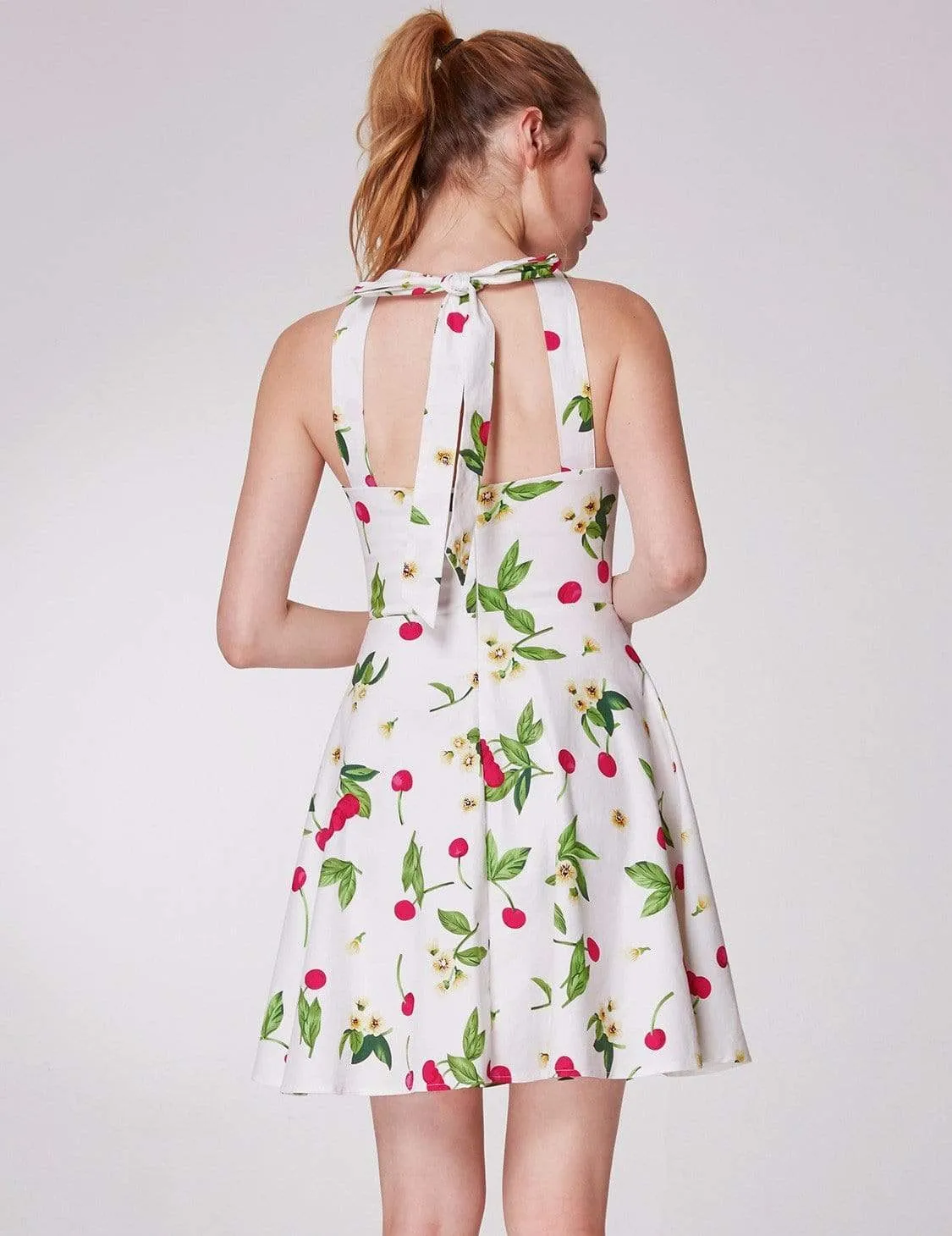 Alisa Pan V Neck Cherry Print Summer Dress