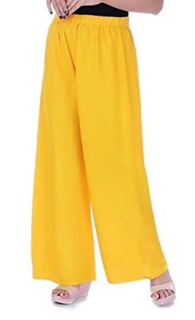 Alluring Trendy Yellow Rayon Solid Palazzo For Women And Girls