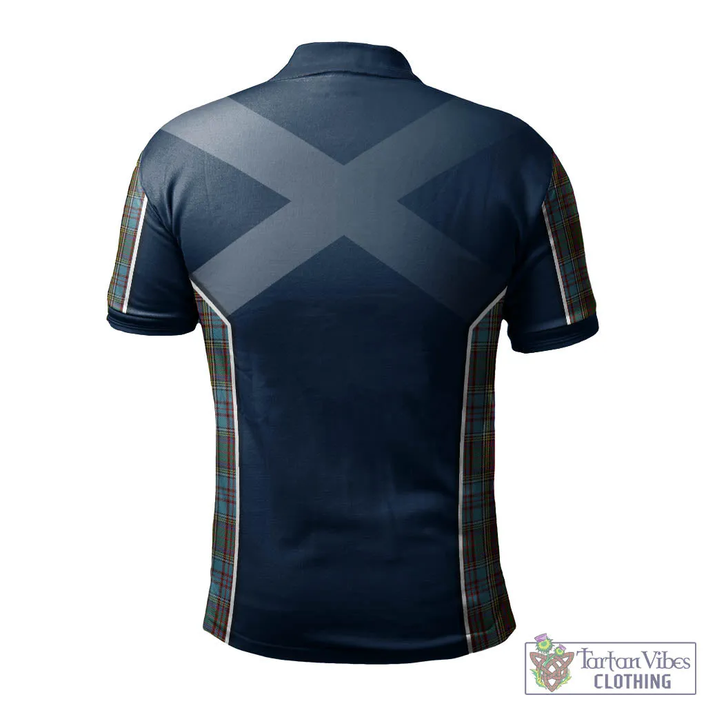 Anderson Tartan Men's Polo Shirt with Family Crest and Scottish Thistle Vibes Sport Style