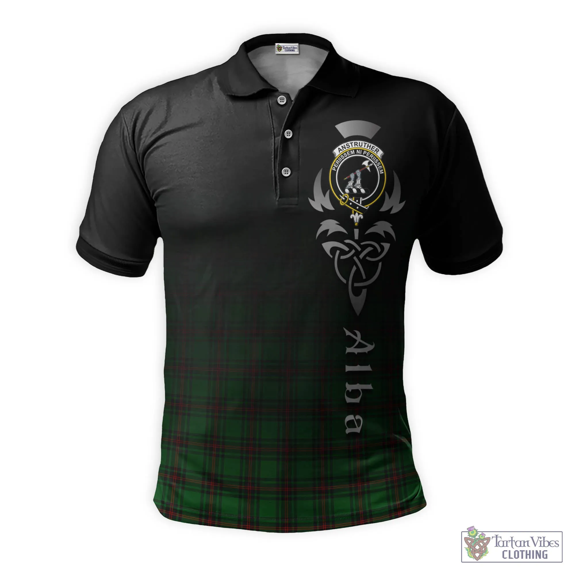 Anstruther Tartan Polo Shirt Featuring Alba Gu Brath Family Crest Celtic Inspired