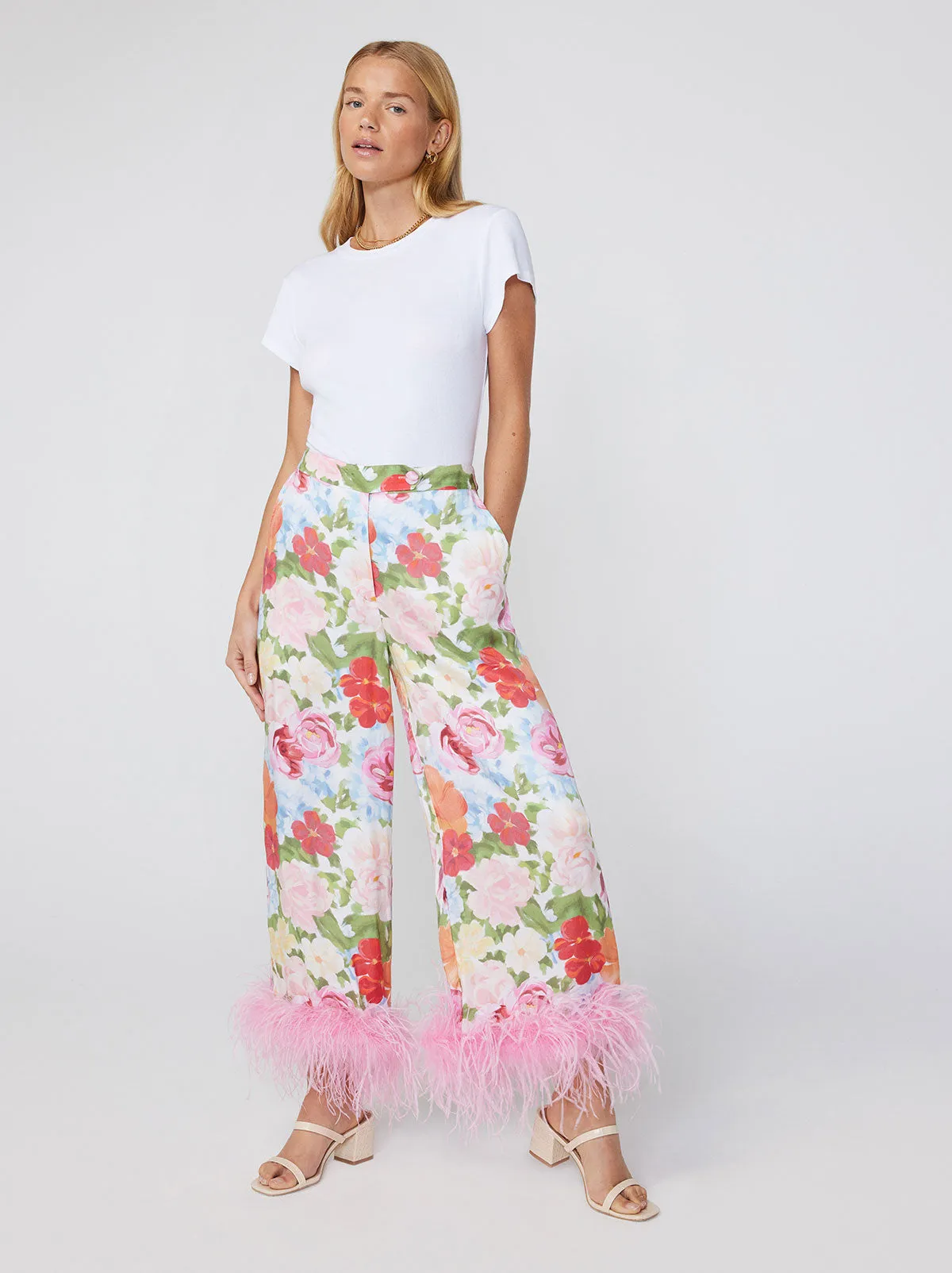 Apollo Painted Floral Feather Trousers