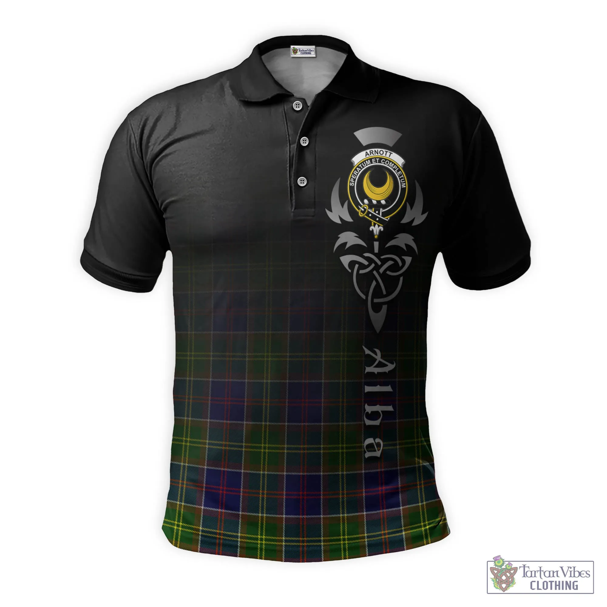 Arnott Tartan Polo Shirt Featuring Alba Gu Brath Family Crest Celtic Inspired