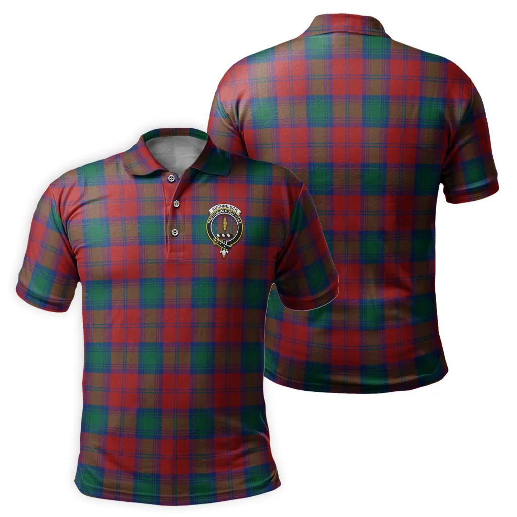 Auchinleck (Affleck) Tartan Men's Polo Shirt with Family Crest