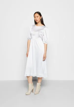 Balloon Sleeve Structured Maxi Dress White