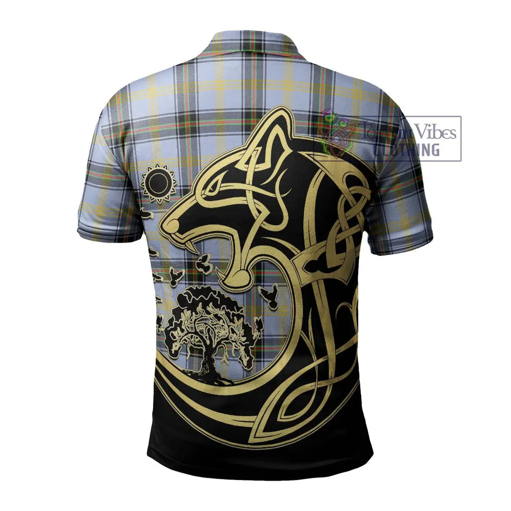 Bell Tartan Polo Shirt with Family Crest Celtic Wolf Style