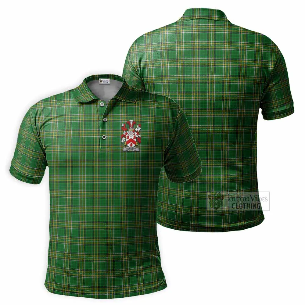 Bennett Irish Clan Tartan Men's Polo Shirt with Coat of Arms