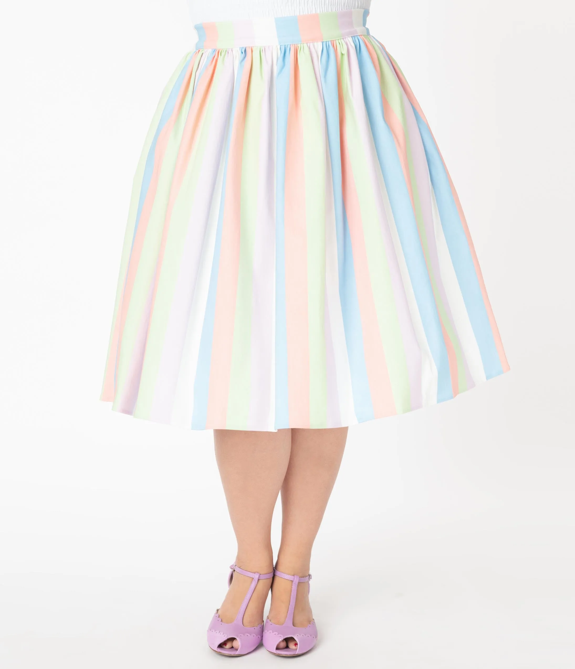 Bettie Page Plus Size 1950s Sorbet Striped Ellie Swing Skirt