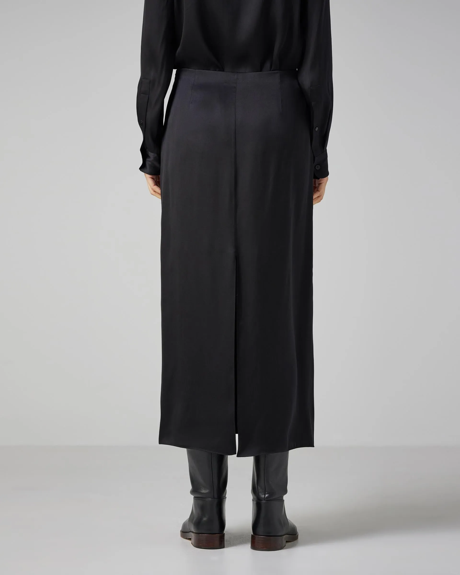 Bianca Skirt in Washed Silk, Black