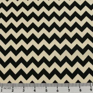 Black Chevron Cotton Canvas Print