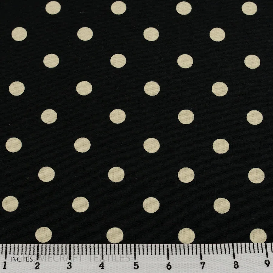 Black Polka Dot Cotton Canvas Print