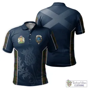 Bowie Tartan Men's Polo Shirt with Family Crest and Scottish Thistle Vibes Sport Style