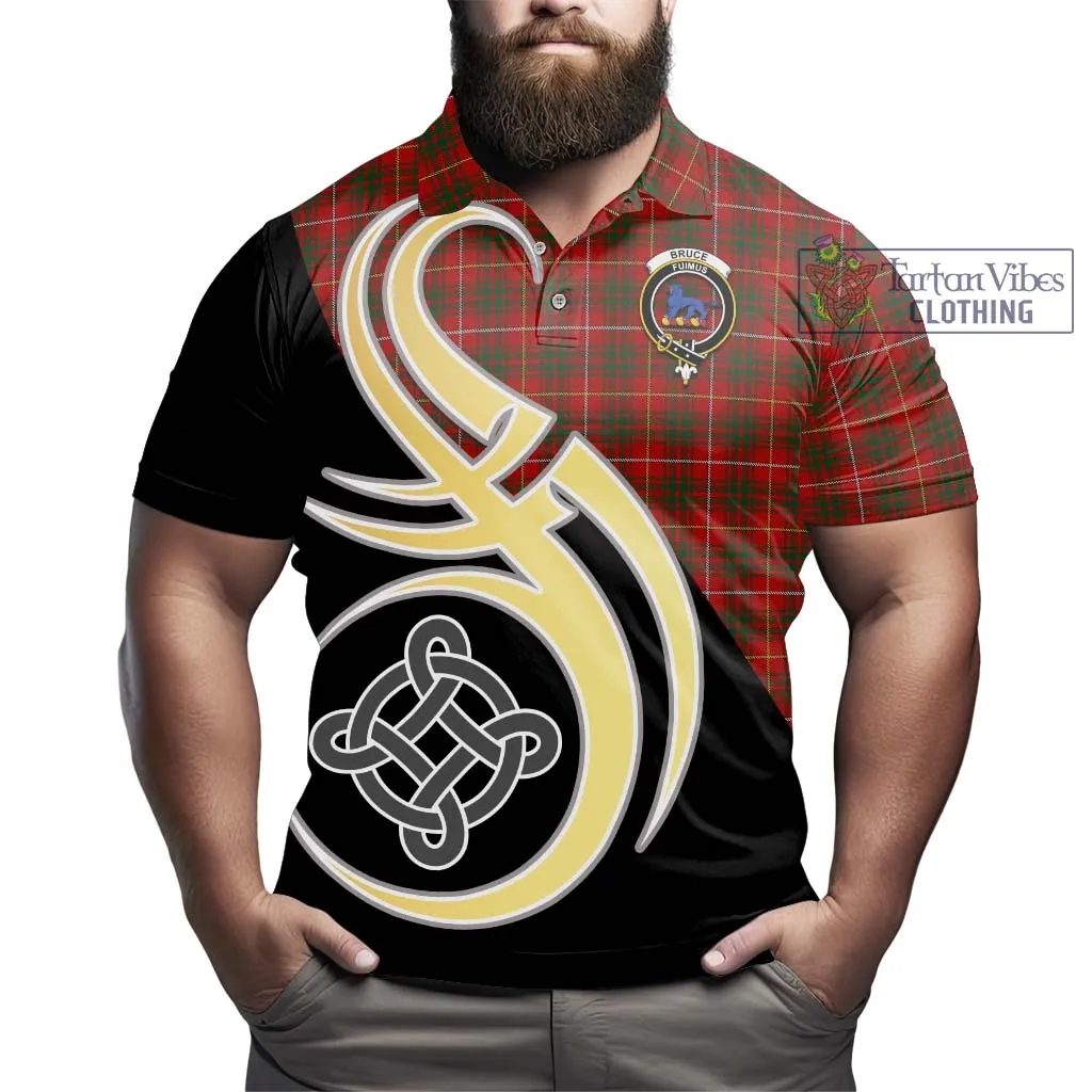 Bruce Tartan Polo Shirt with Family Crest and Celtic Symbol Style