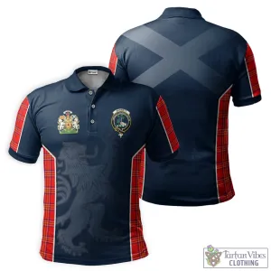 Burnett Modern Tartan Men's Polo Shirt with Family Crest and Lion Rampant Vibes Sport Style