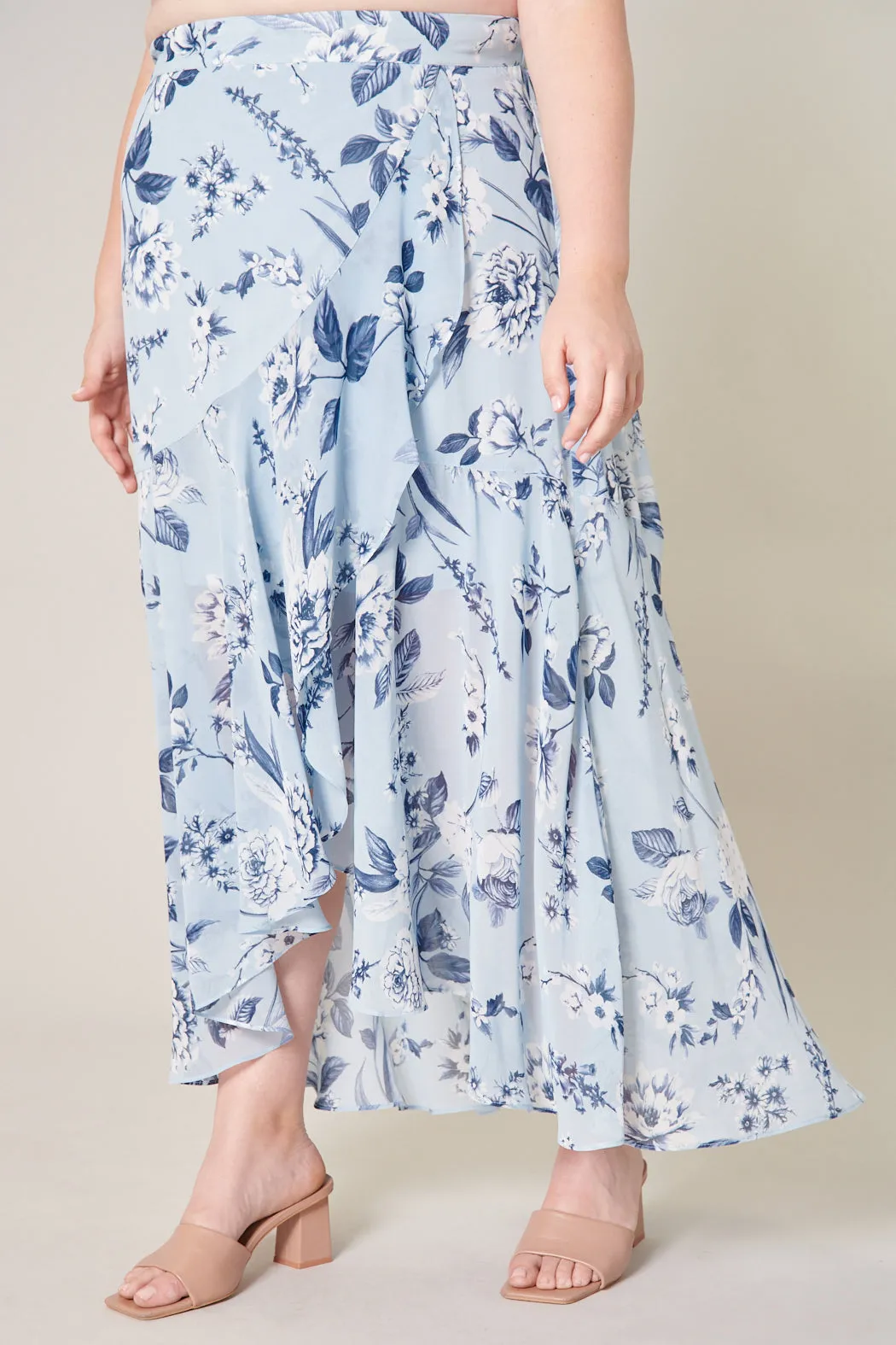 Cadaval Floral Saturated Love Midi Skirt Curve