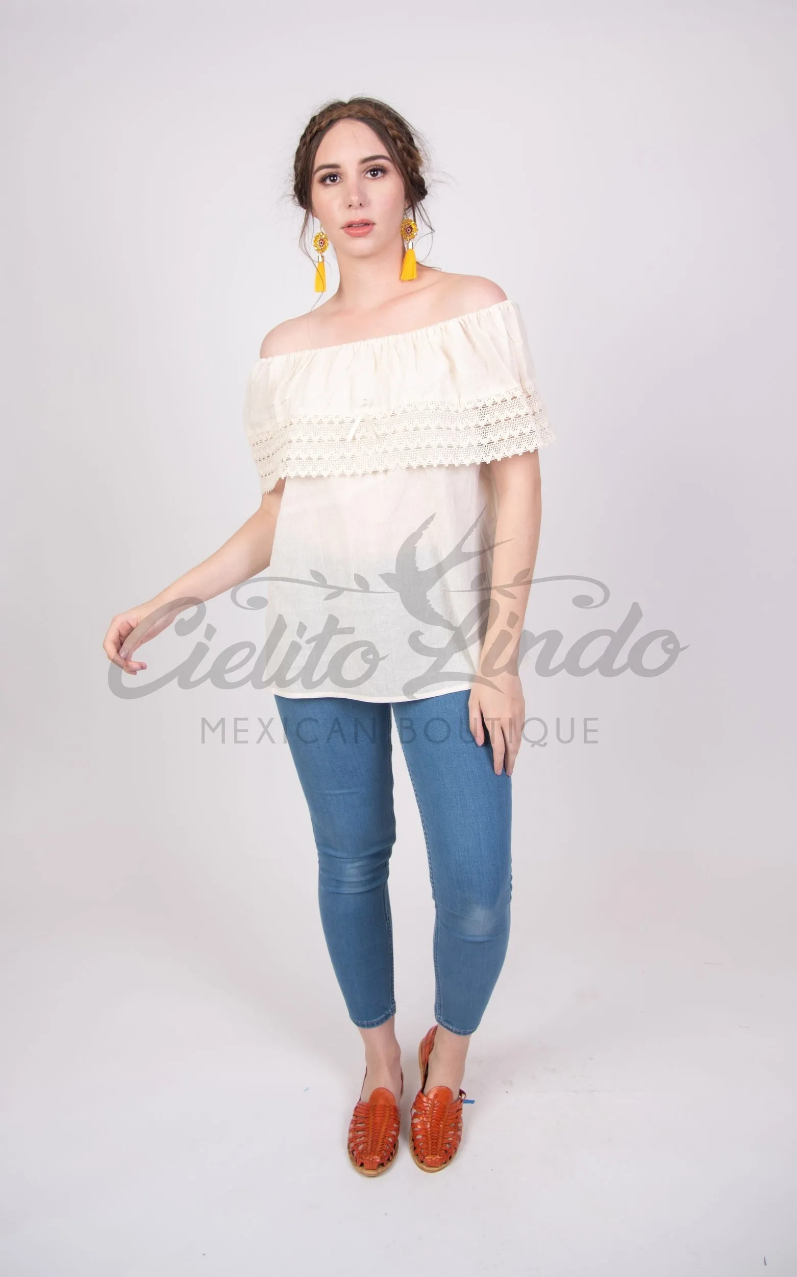 Campesina Off the Shoulder Blouse Cream