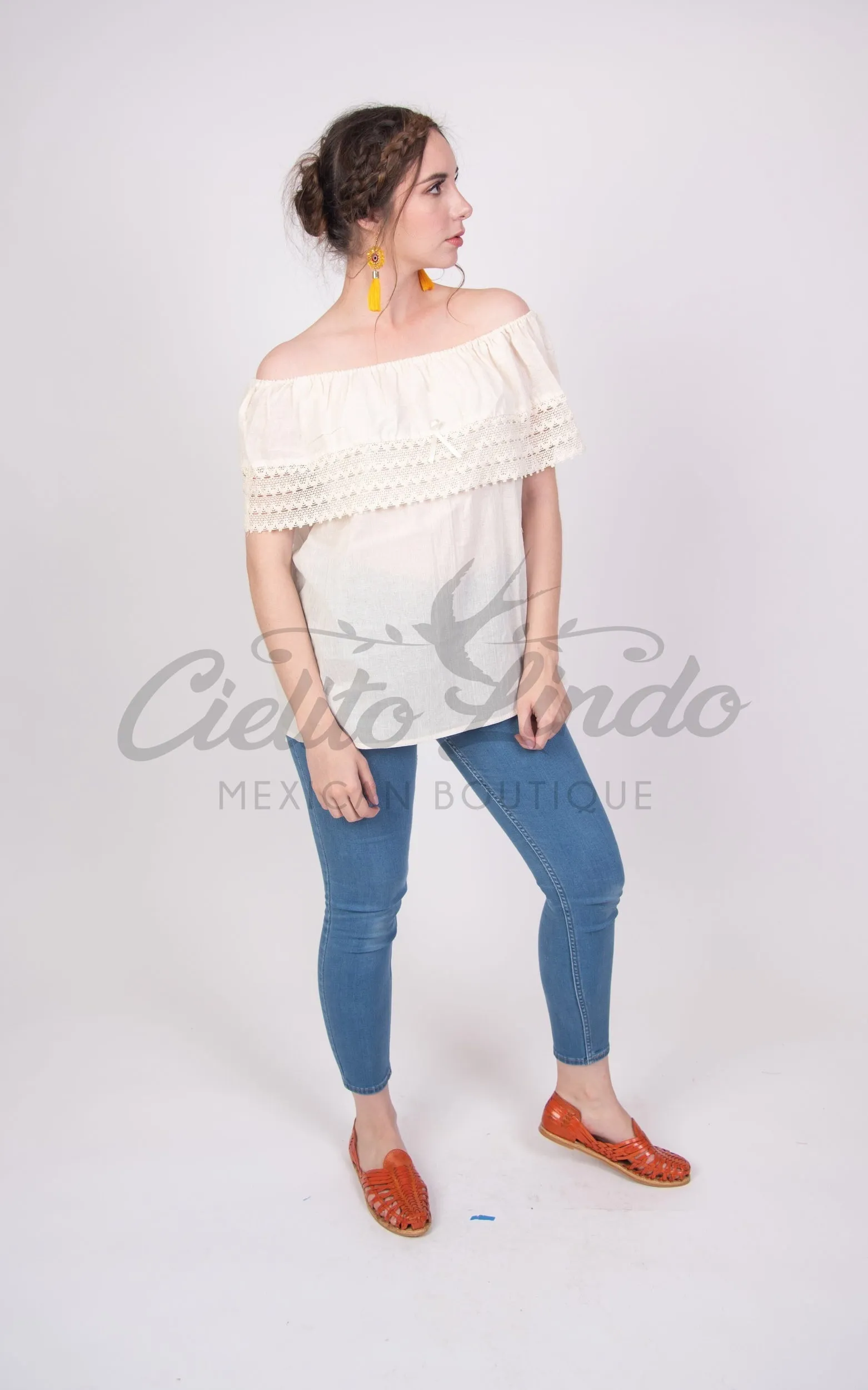 Campesina Off the Shoulder Blouse Cream