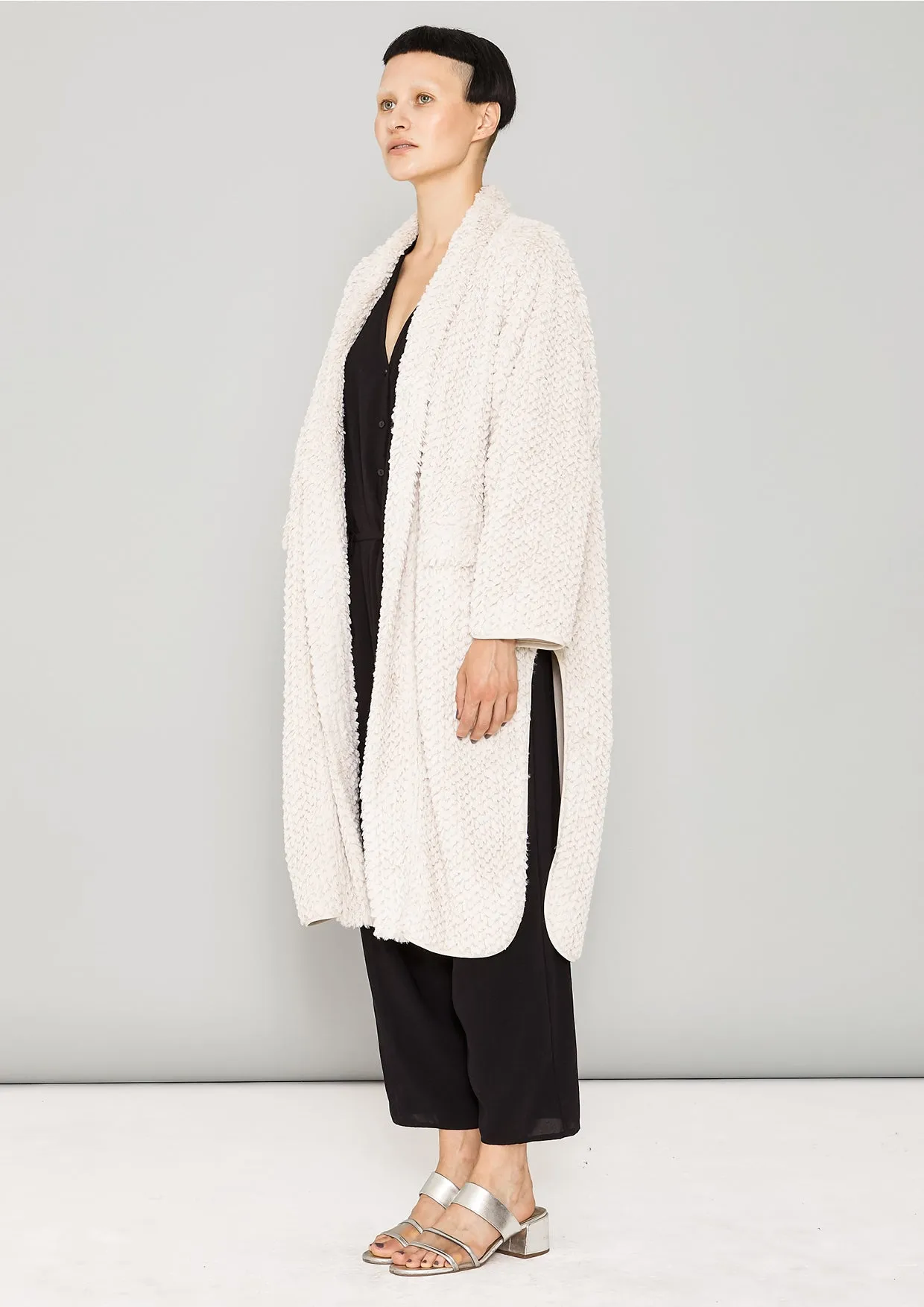 CARDIGAN - FAUX RHOMB FUR beige