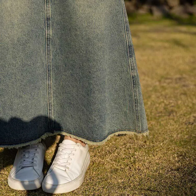 Casual A-Line Ankle Length Denim Skirts