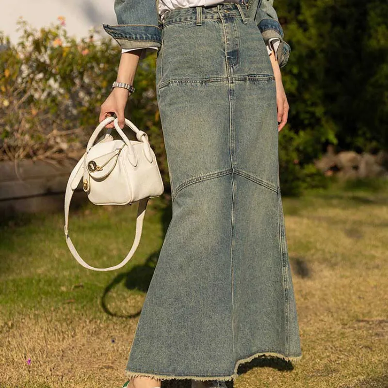 Casual A-Line Ankle Length Denim Skirts