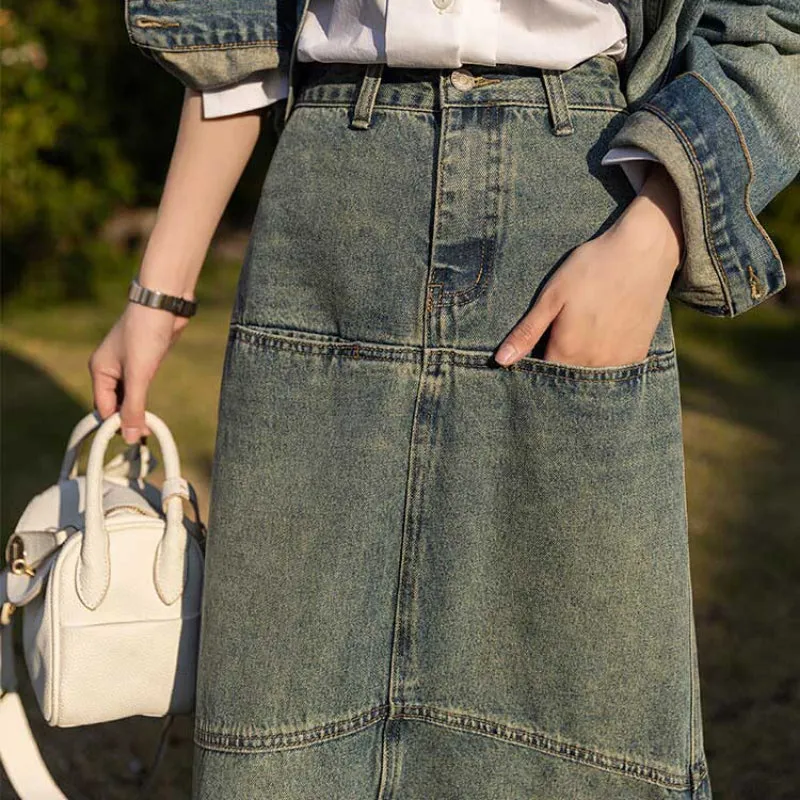 Casual A-Line Ankle Length Denim Skirts