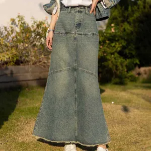 Casual A-Line Ankle Length Denim Skirts