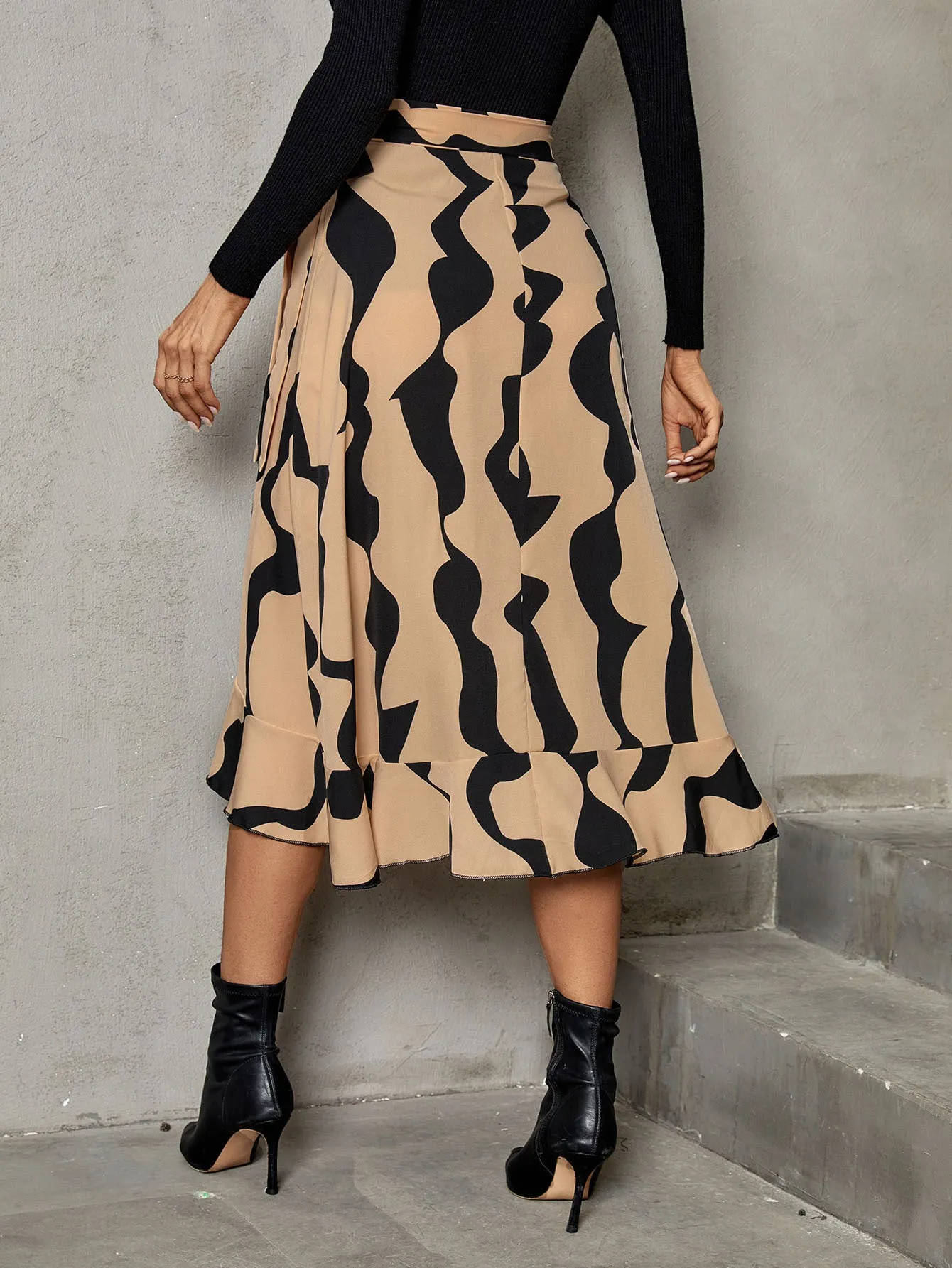 Casual Irregular Printed Midi A-Line Wholesale Skirts