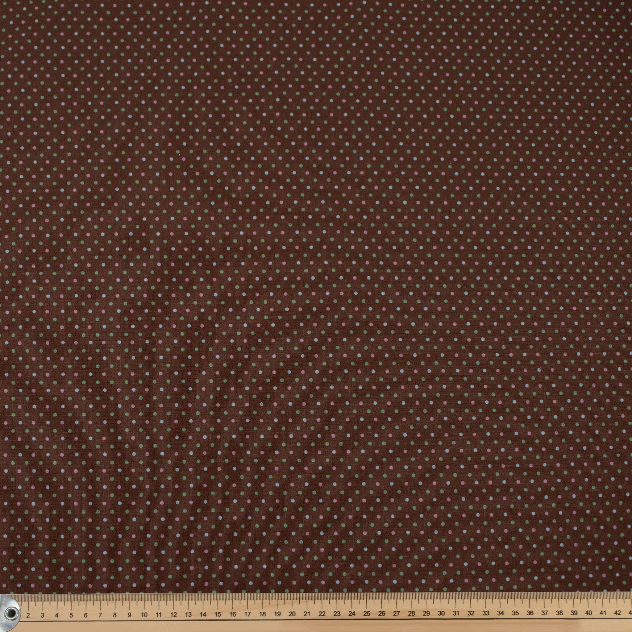 Chocolate Multi Mini Dots Cotton Canvas Print