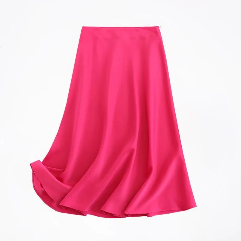 Classy Vibrant Midi A-Line Skirt with Side Zipper