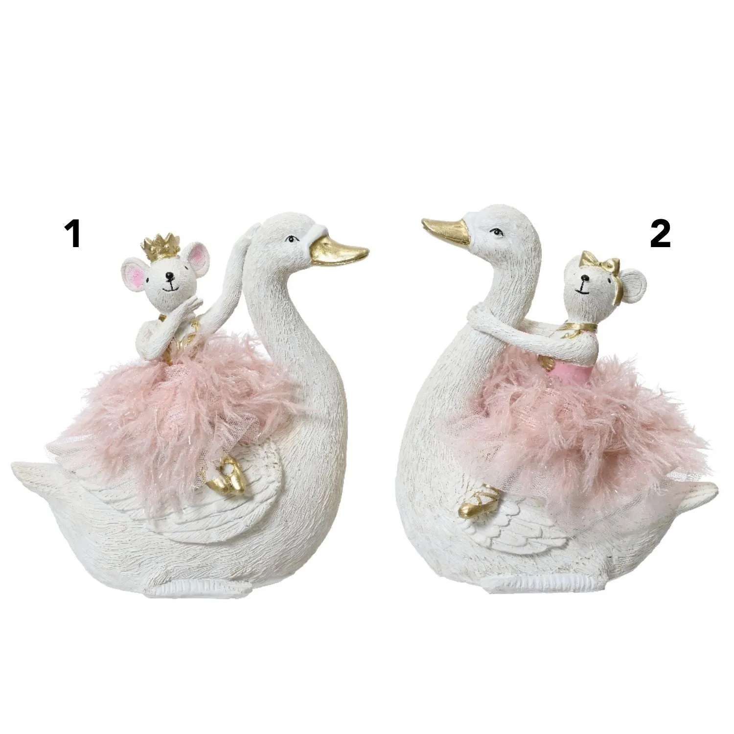 Decoris 18cm Resin Swan & Mouse Tutu Skirt Ornament (Choice of 2)