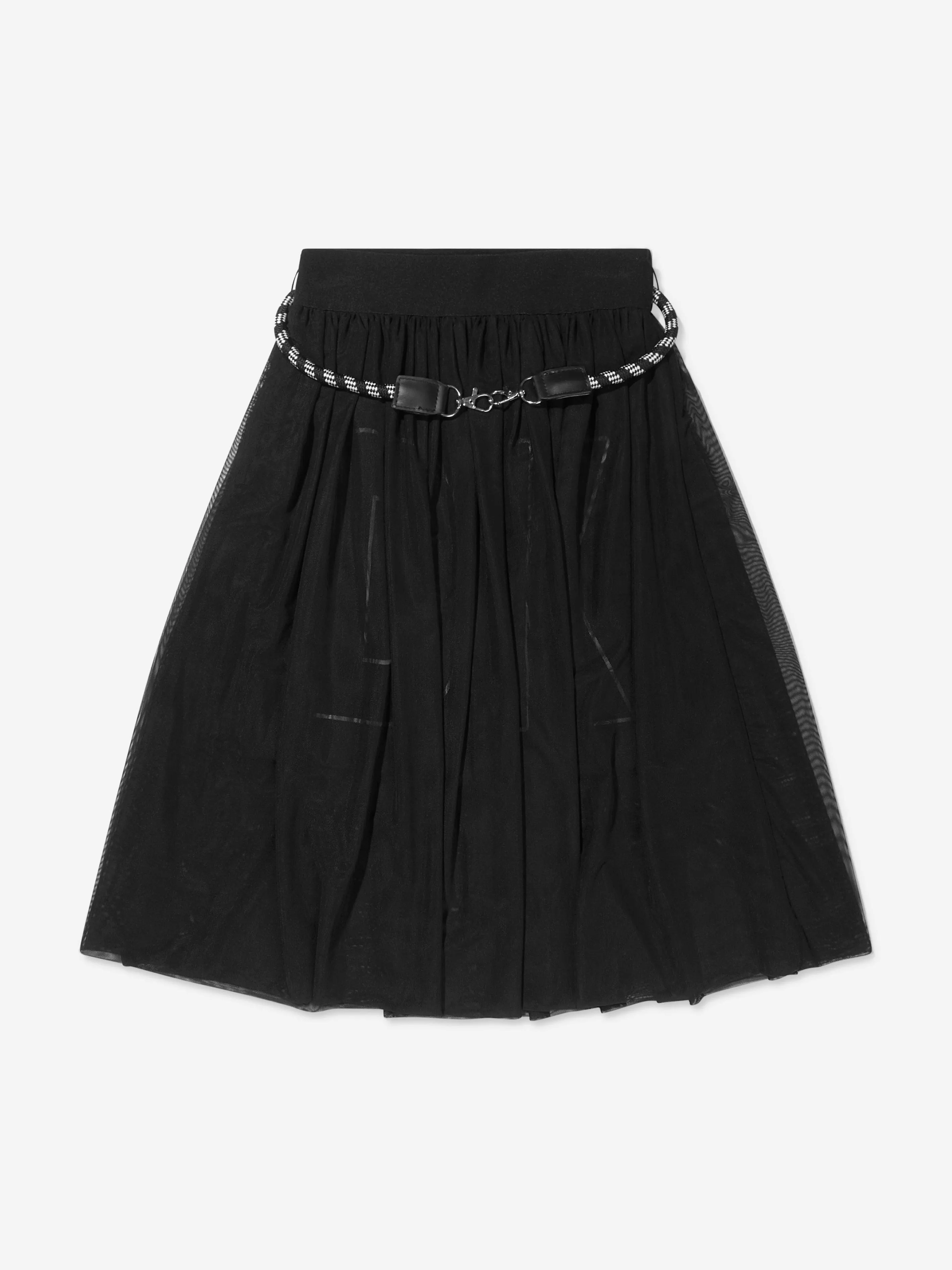 DKNY Girls Mesh Skirt With Belt in Black