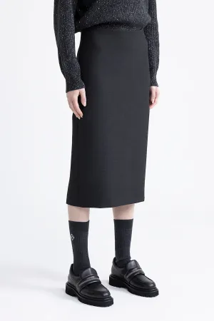 Double technical fabric midi skirt