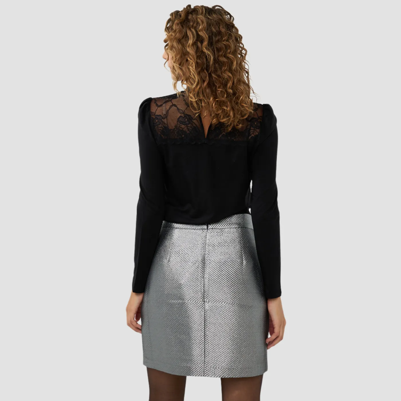 Esqualo Long Sleeved Top With Lace Collar Detailing