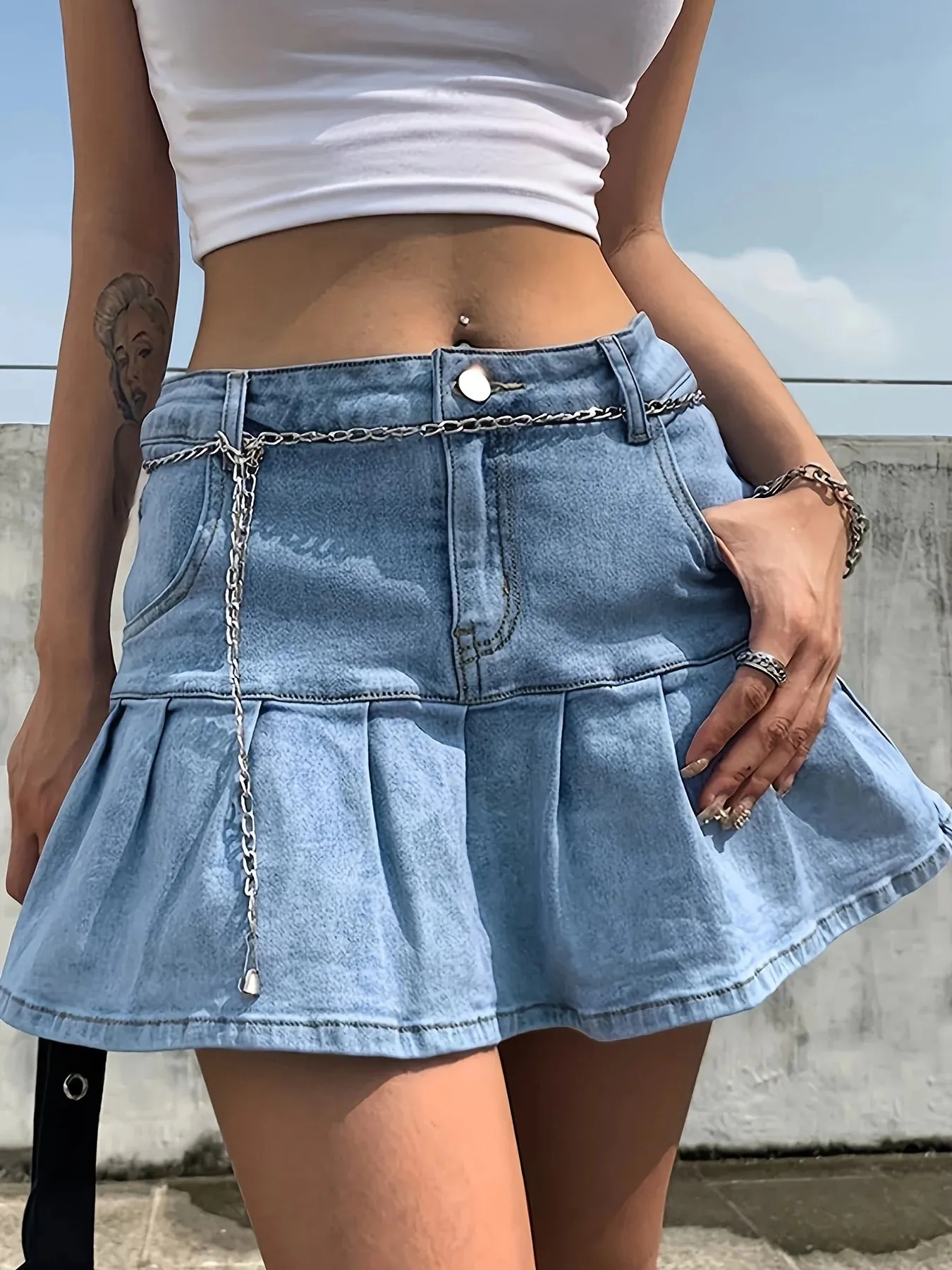 European and American ladies youthful sexy stretch denim skirt