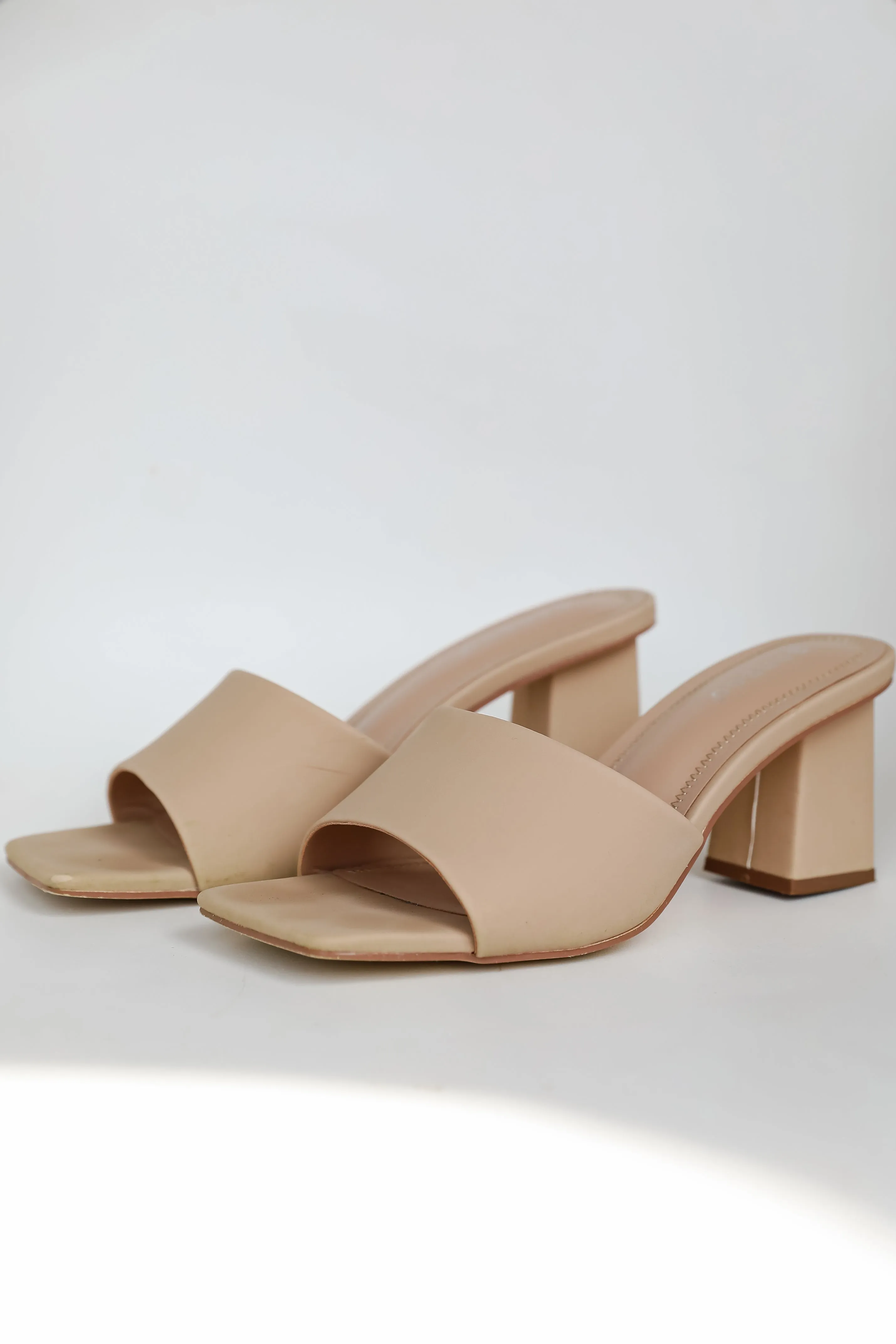 FINAL SALE - Elegant Elevation Nude Slide Heels