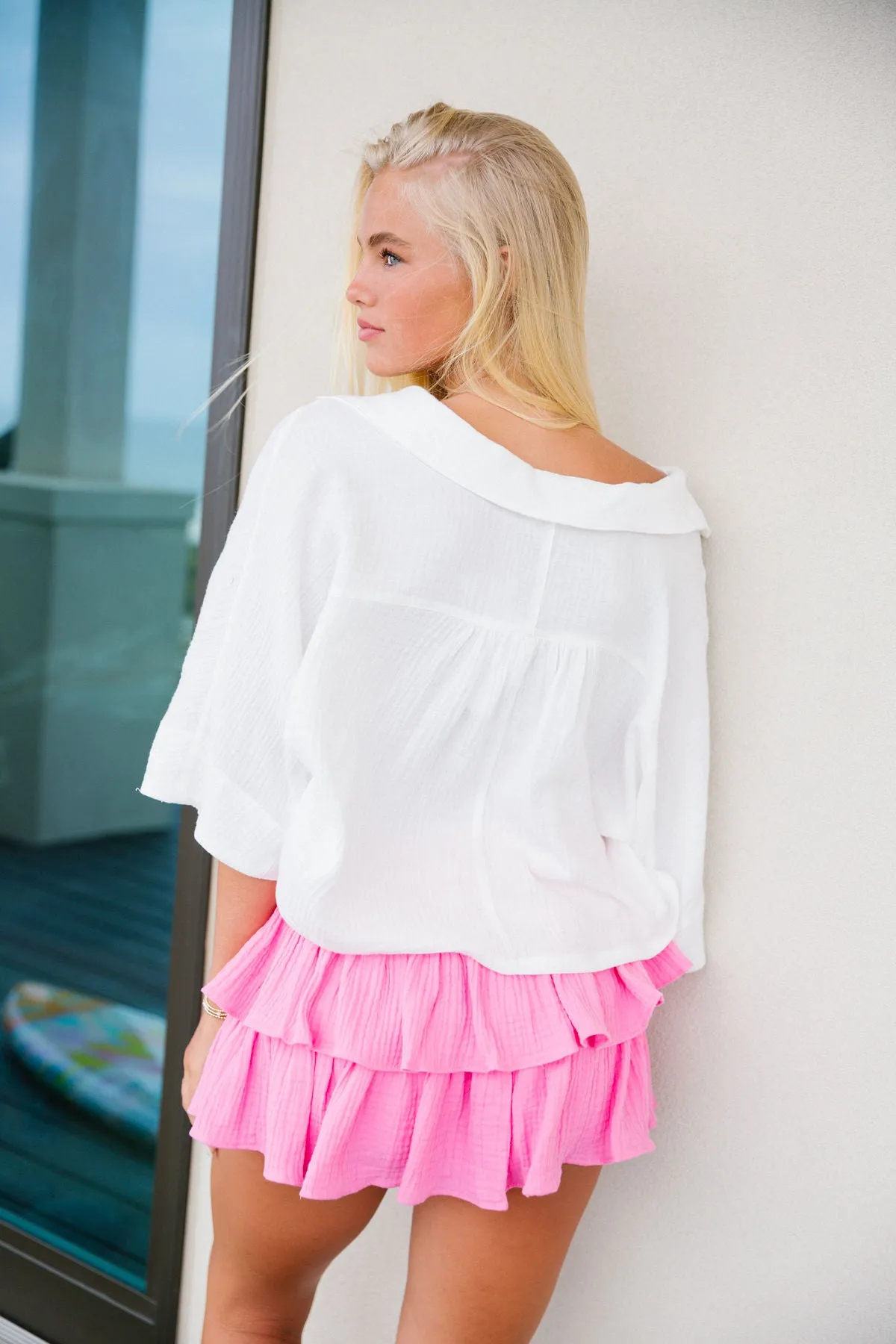 Flounce Gauze Top - Off White