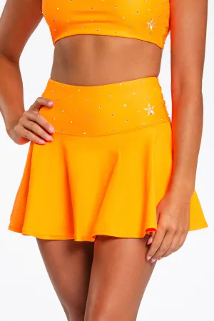 Flouncy Knot Skirt in Orange Crush