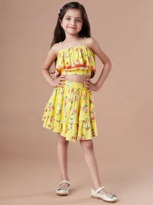 Girls Checked Sleeveless Top With Skirt - Ps Peaches