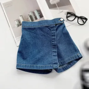 Girls Denim Shorts Summer Elastic Waist Casual Fashion Short Skirt