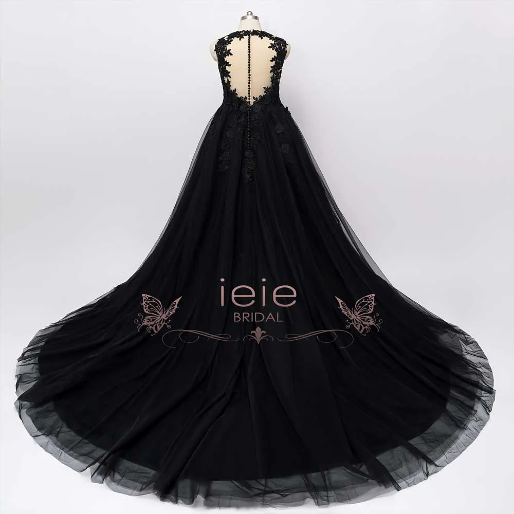 Gothic Black Lace Wedding Dress with Ball Gown Skirt | CIRCE