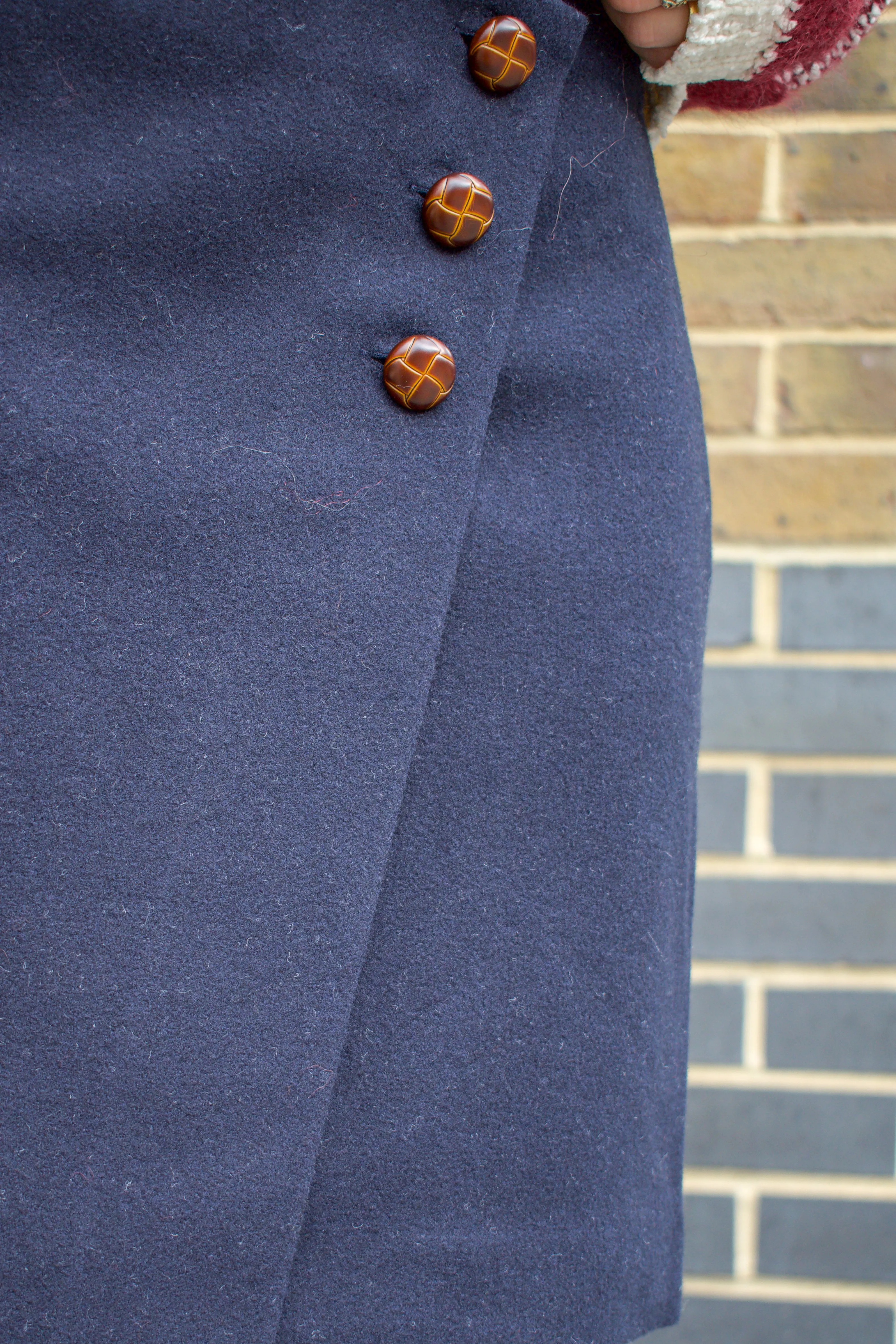 ICHI Wooly Maritime Blue Skirt