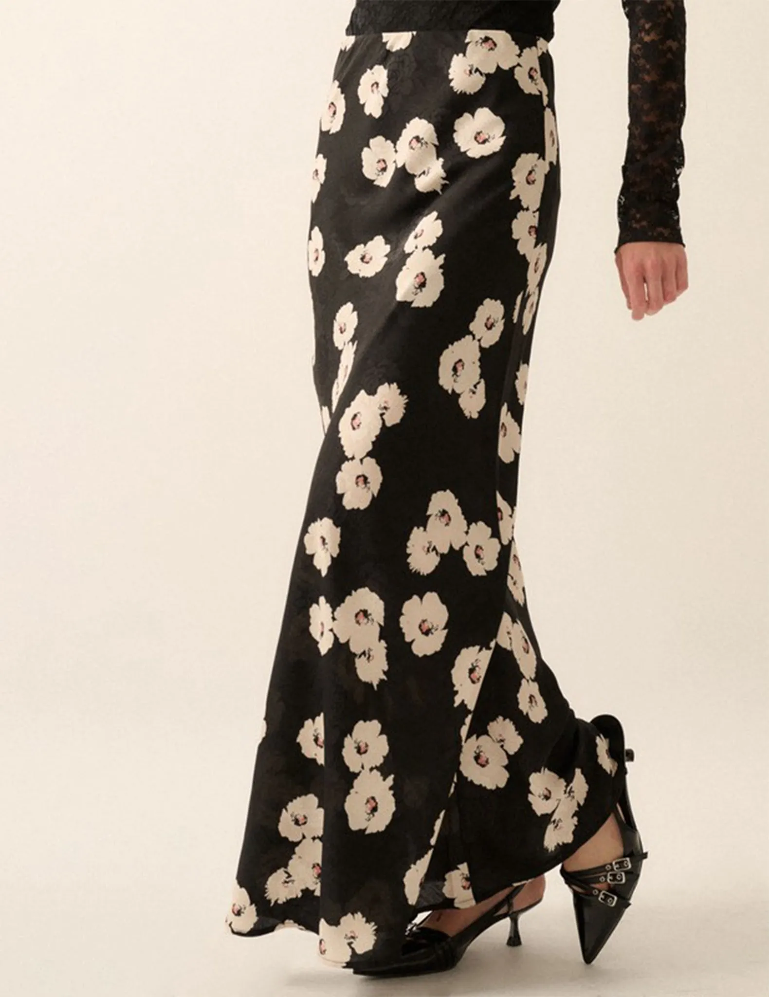 Idalia Black Floral Longline Skirt