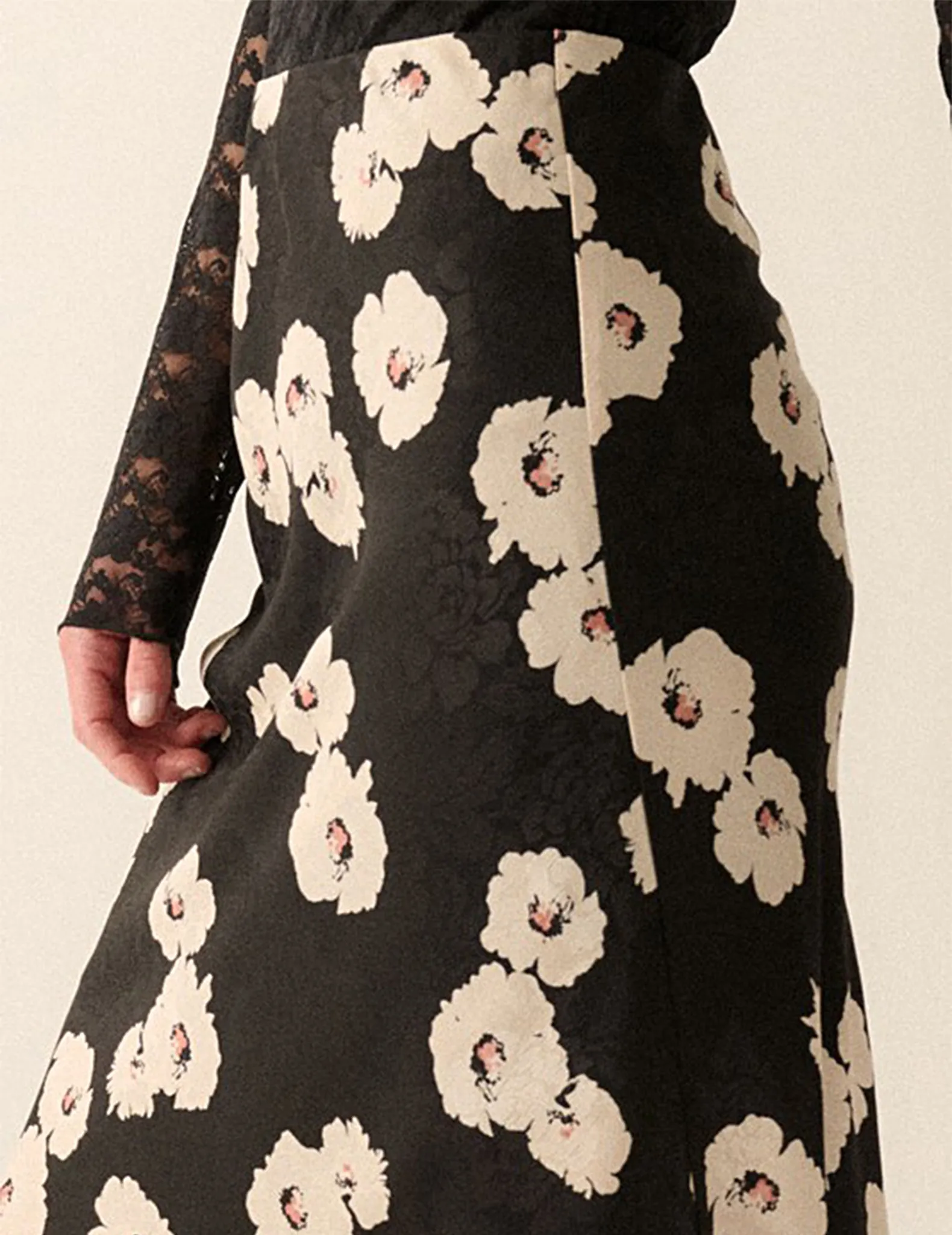 Idalia Black Floral Longline Skirt