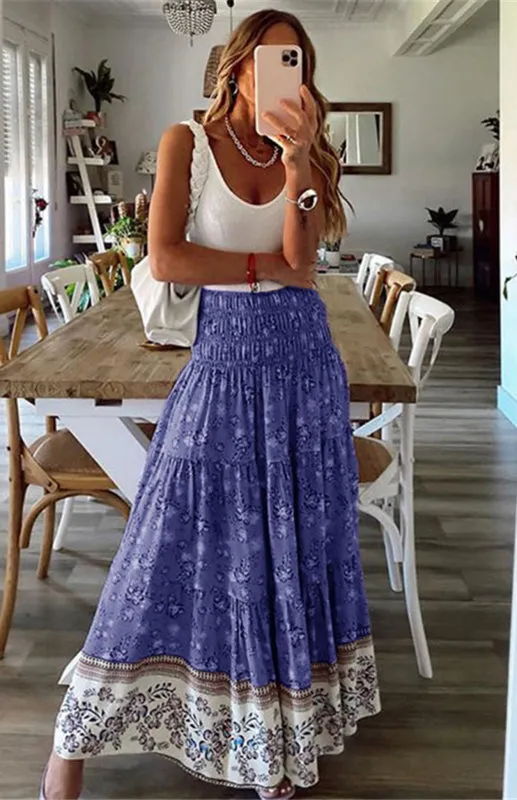 Ladies Casual Fashion Boho Print Skirt