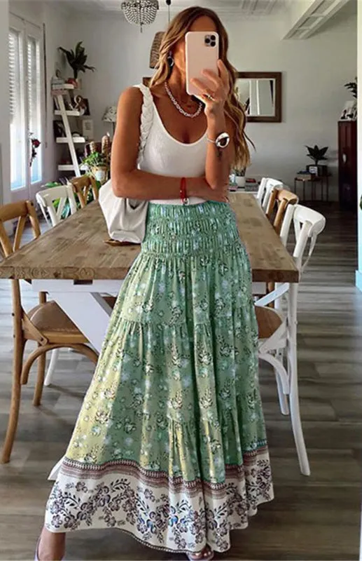 Ladies Casual Fashion Boho Print Skirt