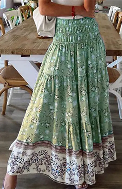 Ladies Casual Fashion Boho Print Skirt