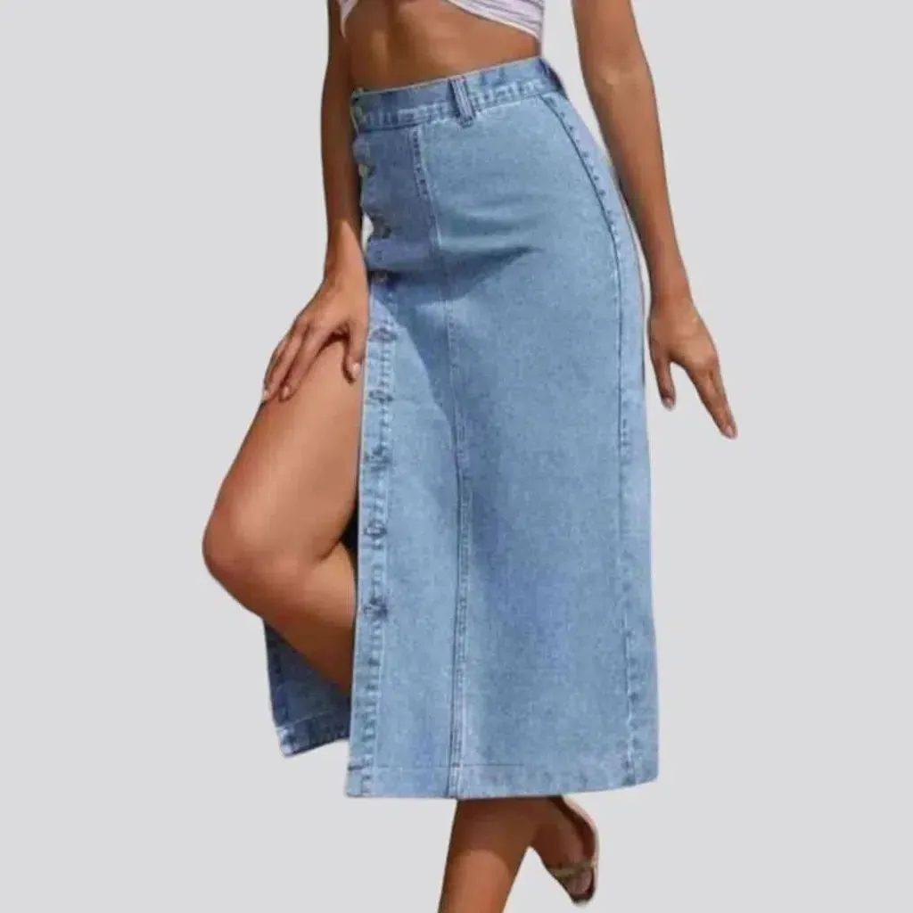 Light-wash vintage jean skirt for ladies