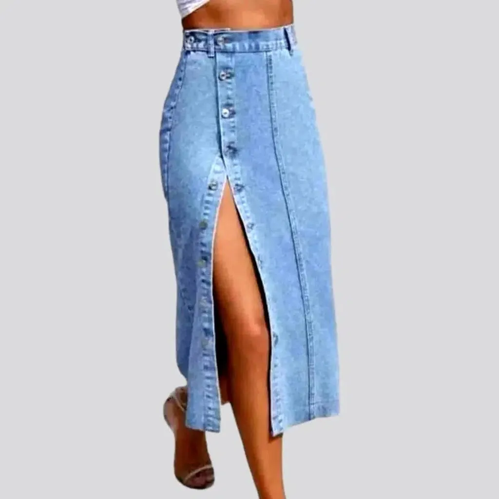 Light-wash vintage jean skirt for ladies