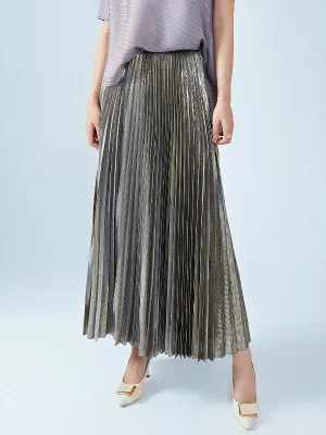 Loose Metallic Pleated Skirts Bottoms