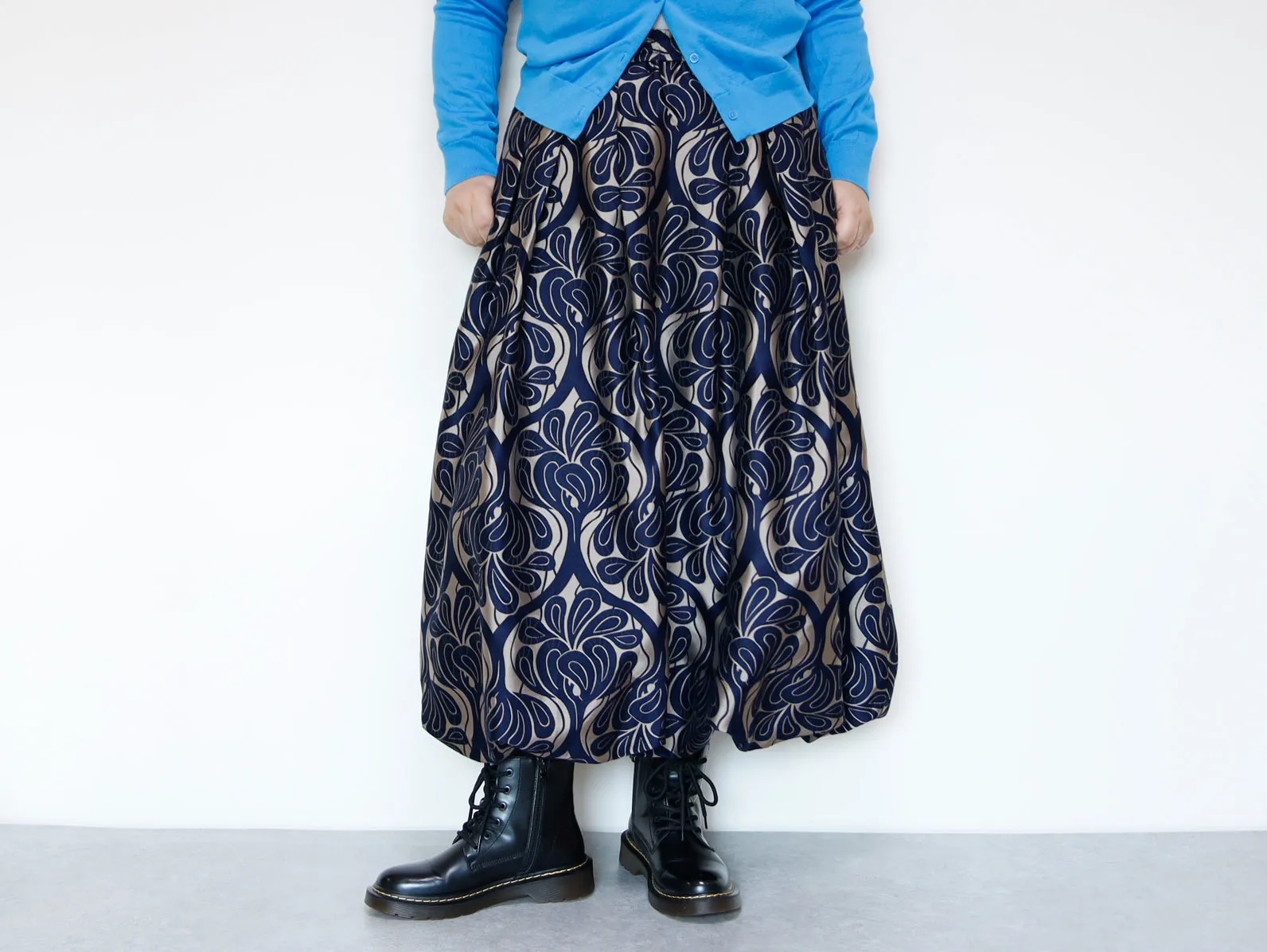 <S42CG>COVENT GARDEN WOVEN GRAY BALLOON Skirt